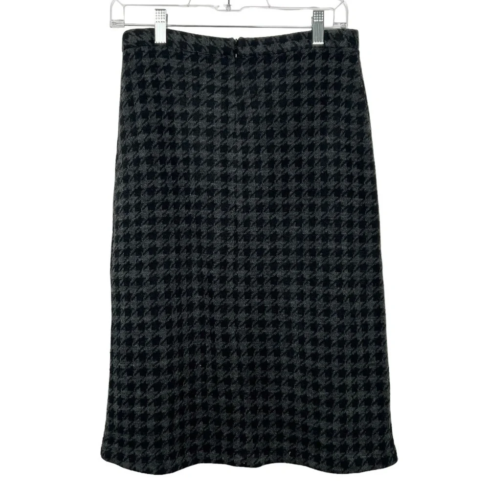 Ferre de Como Gray Black Houndstooth Print Skirt Approx Medium